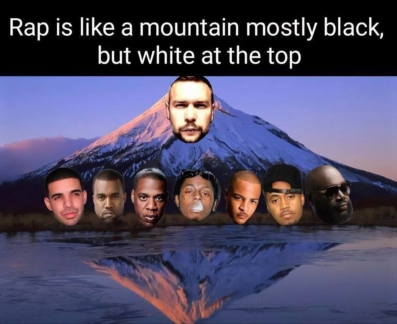 Кар is like a mountain mostly black, but white at the top a