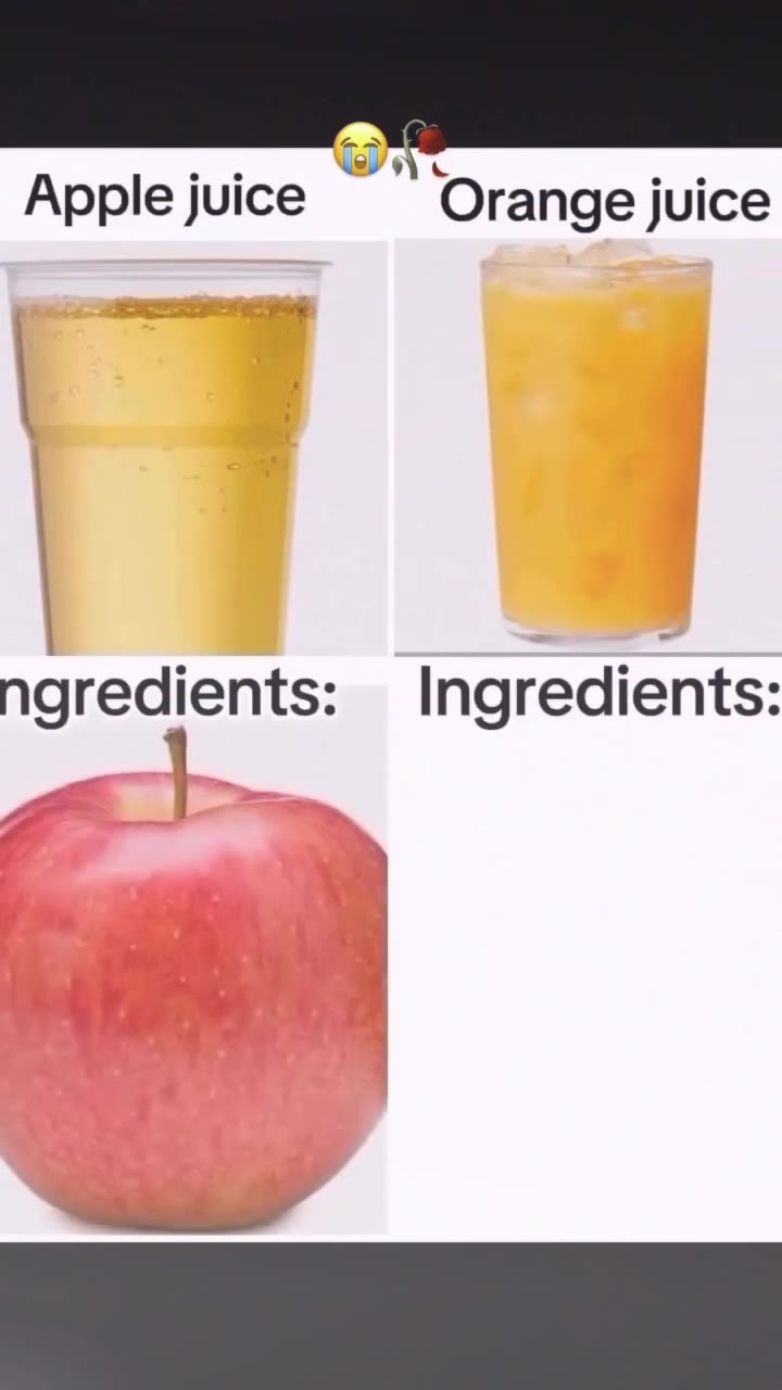 Apple juice ый ‘Orange juice ngredients: Ingredients: