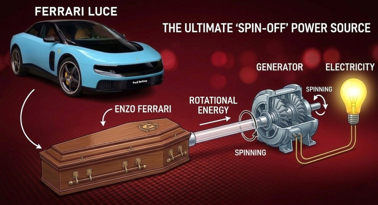 FERRARI LUCE THE ULTIMATE ‘SPIN-OFF’ POWER SOURCE СЕМЕКАТОВ ELECTRICITY paul SPINNING ROTATIONAL ENERGY ENZO FERRARI SPINNING
