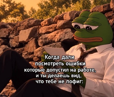 Когда дали посмотреть ошибки которые допустил на работе, и ты делаешь вид, что тебе не пофиг:
