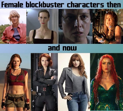 Female blockbuster characters then and now Ves 3 We A
