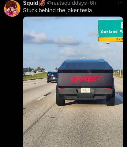 Squid Stuck behind the joker tesla Oakland