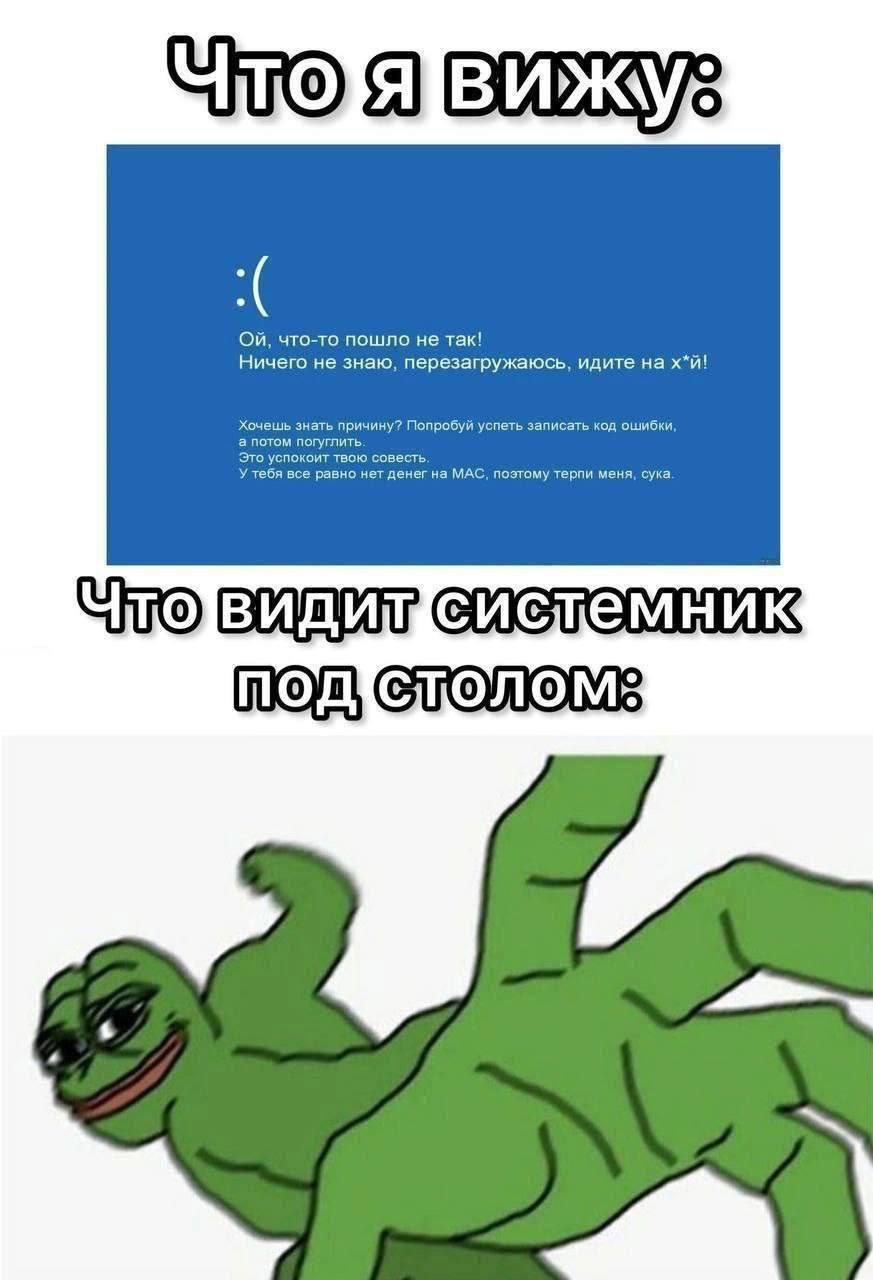 что-то пошло не так! Ничего не знаю, перезагружаюсь, идите Хочешь знать причину? Попробуй успеть записать код ошибки, а потом погуглить Это успокоит твою совесть У тебя все равно нет денег на МАС, поэ