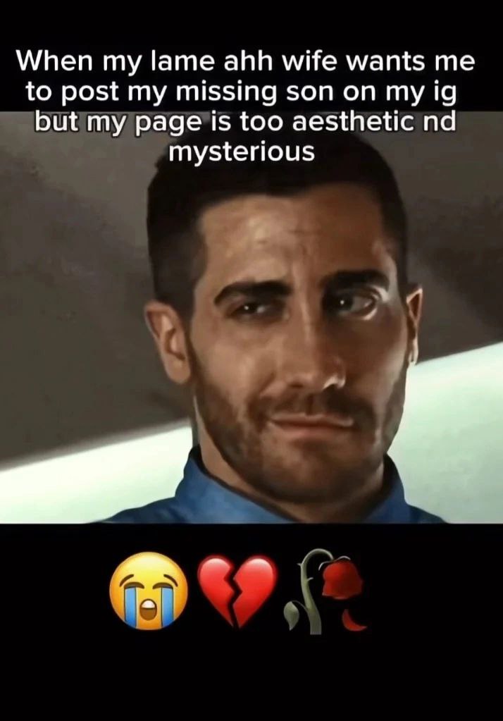 When my lame ahh wife wants me to post my missing son on my but my page is too aesthetic mysterious