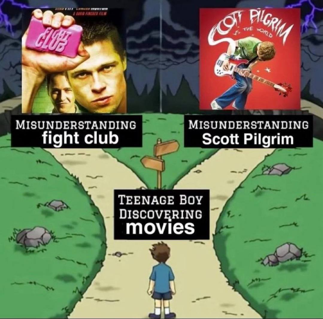 я у he A MISUNDERSTANDING MISUNDERSTANDING fight club Scott Pilgrim a TEENAGE ВОУ DISCOVERING movies