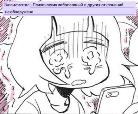 о 4 Заключение: Пси хических заболеваний и отклонений необнаружено