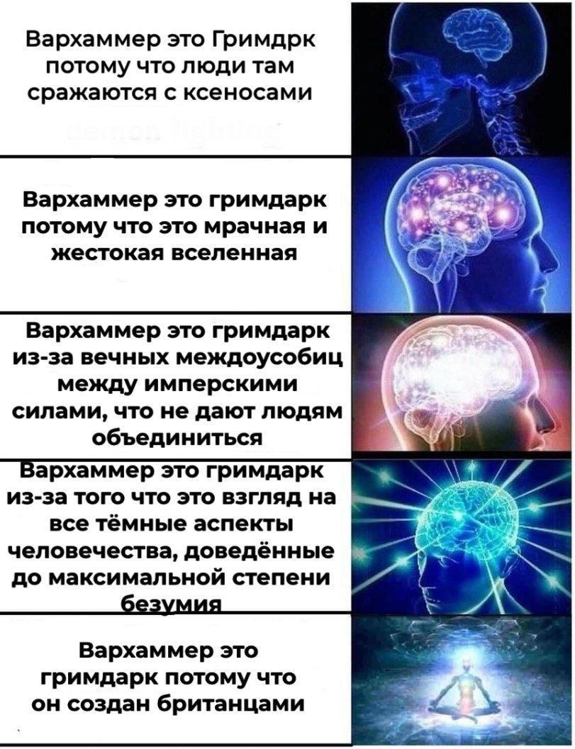 Вархаммер это Гримдрк потому что люди там сражаются с ксеносами Вархаммер это гримдарк потому что это мрачная и part жестокая вселенная Вархаммер это гримдарк из-за вечных междоусобиц между имперскими