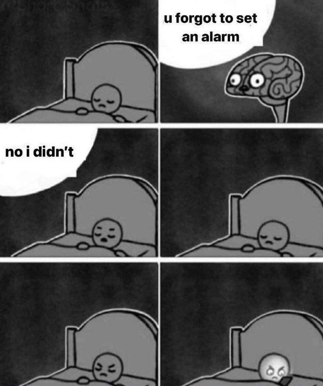 и forgot to set an alarm