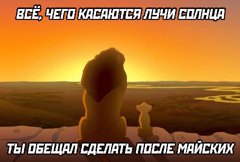 ВСЕ. ЧЕГО КАСАЮТСЯ ЛУЧИ СОЛНЦА ТЫ! ОБЕЩАЛ СДЕЛАТЬ ПОСЛЕ МАЙСКИХ