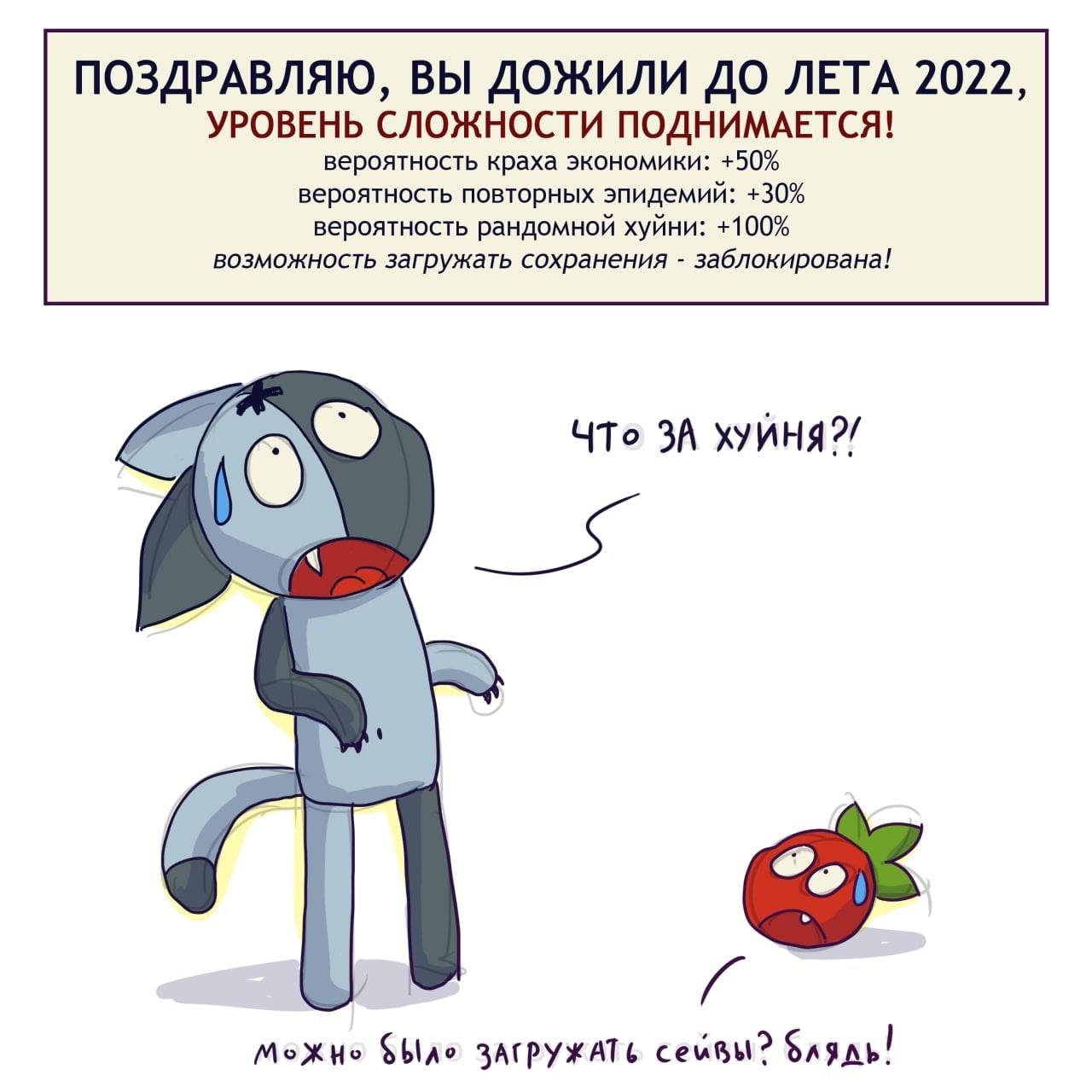 ПОЗДРАВЛЯЮ, ВЫ ДОЖИЛИ ДО ЛЕТА 2022, УРОВЕНЬ СЛОЖНОСТИ ПОДНИМАЕТСЯ! вероятность краха экономики: +50% вероятность повторных эпидемий: +30% вероятность рандомной хуйни: +100% возможность загружать сохра
