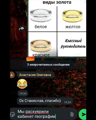 виды золота белое желтое Классный руководитель a НОЕ 2 непрочитанных сообщения А Анастасия Олеговна 19:34 Станислав, спасибо) 19:34 Мы расхуярили кабинет географии