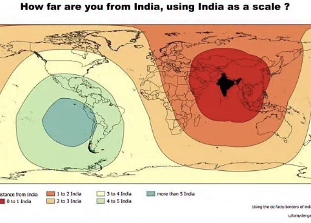 How far are you from India, using India as a scale stance from India 3 4 1 more than India Incia С] 2 to 3 India 4to 5 Inda Me facto borcers of ind.