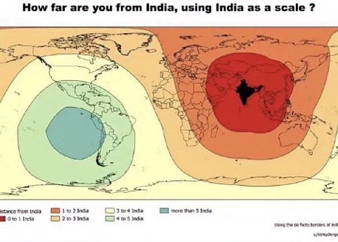 How far are you from India, using India as a scale stance from India 3 4 1 more than India Incia С] 2 to 3 India 4to 5 Inda Me facto borcers of ind.