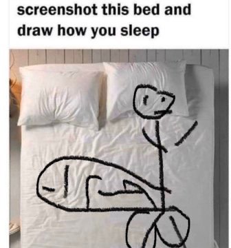 screenshot this bed and draw how you sleep