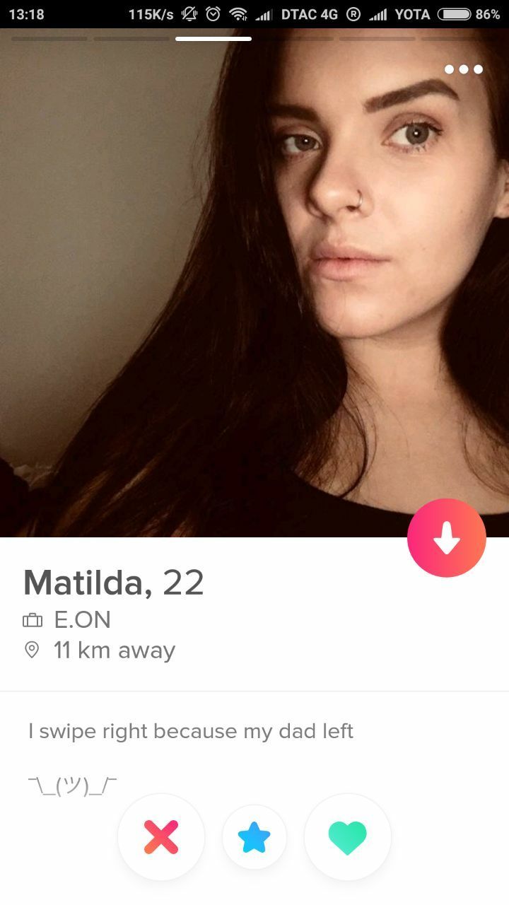 13:18 и DTAC YOTA 86% у Matilda, 22 Е.ОМ away swipe right because my dad left