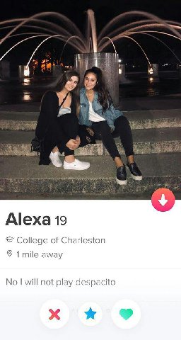 Alexa 19 College of Charleston 1 mile away No will not play despacito