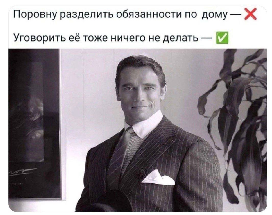 Поровну разделить обязанности по дому Ж Уговорить её тоже ничего не делать a А