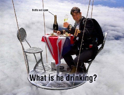 Bottle not open What is he drinking