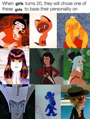 When girls turns 20, they will chose one of these girls to base their personality on