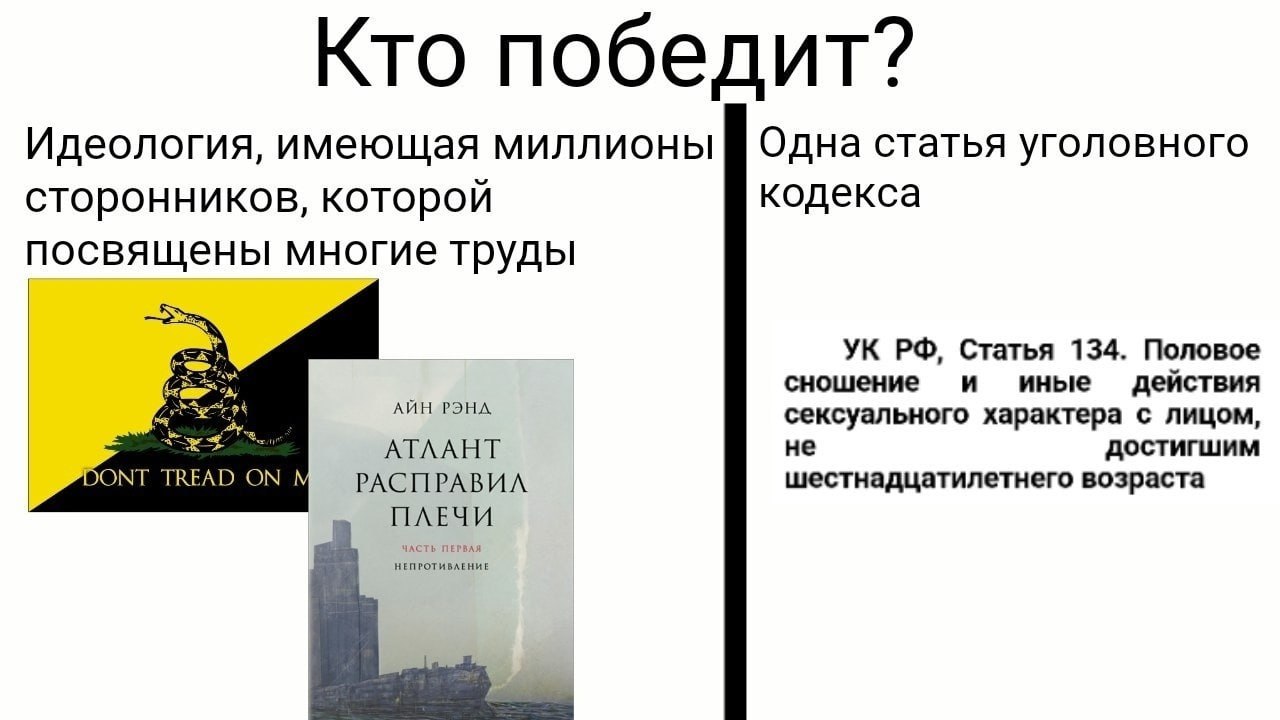 Кто победит? Идеология, имеющая миллионы Одна статья уголовного сторонников, которой кодекса посвящены многие труды Статья 134. Половое АЙН POHA сношение и иные действия сексуального характера с лицом