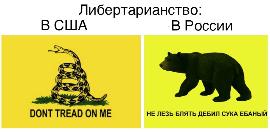 Либертарианство: В США В России DONT TREAD ON НЕ ЛЕЗЬ БЛЯТЬ ДЕБИЛ СУКА ЕБАНЫЙ