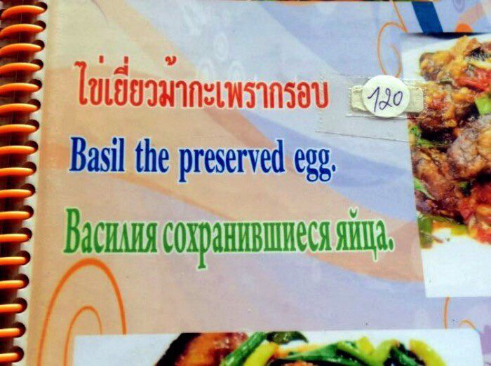 Basil the preserved egg.