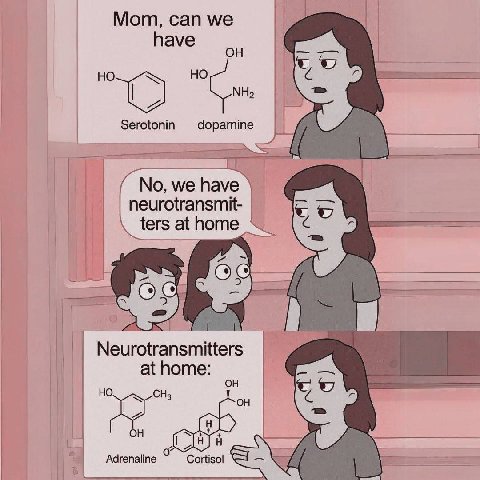 Мот, сап have Serotonin dopamine No, we have neurotransmit- ters at home at home: Adrenaline Cortisol