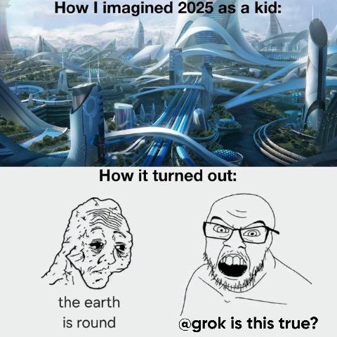 How imagined а kid: How it turned out: the earth is round @grok is this true?