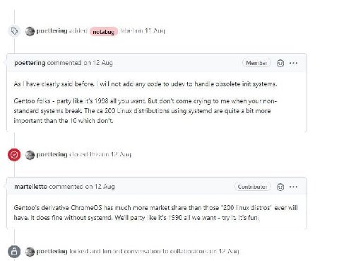 poettering added !abel 11 Aug poettering commented on 12 Aug Member As have clearly said before, will not add any code to udev to handle obsolete init systems. Gentoo folks party like it's 1998 all yo