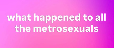 what happened to all the metrosexuals