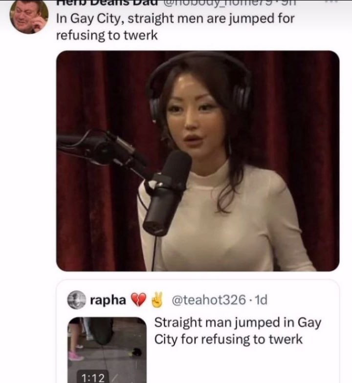 In Gay City, straight men are jumped for refusing to twerk rapha @teahot326 Straight man jumped Gay City for refusing to twerk 1:12