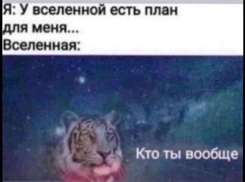 Я: У вселенной есть план для меня Вселенная Кто ты вообще