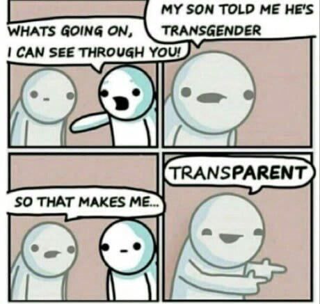 ME HE'S WHATS GOING ON, TRANSGENDER CAN SEE THROUGH SO THAT MAKES ME...