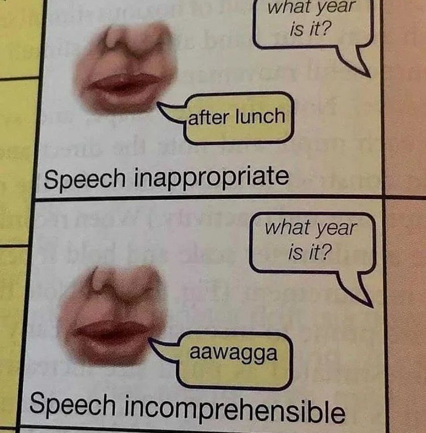 Speech inappropriate what year IS aawagga Speech incomprehensible