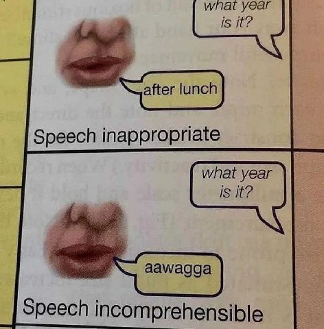 Speech inappropriate what year IS aawagga Speech incomprehensible