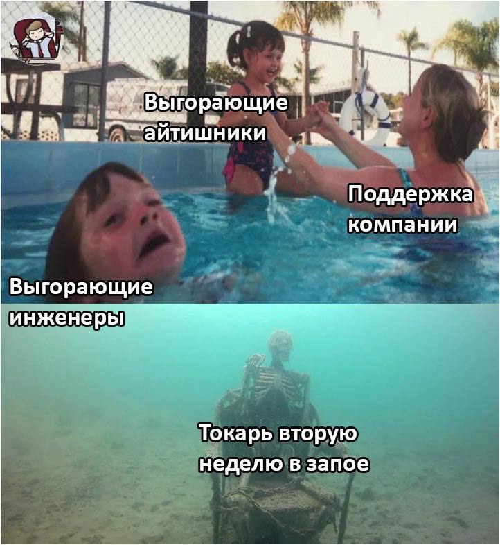 or К Bbiroparouyne айтишники Поддержка компании Выгорающие инженеры Токарь вторую неделю в запое