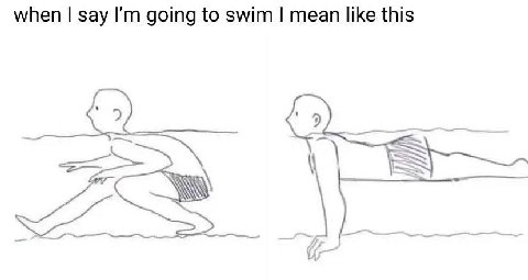 when say going to swim mean like this