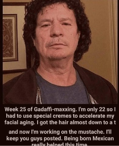 А Week 25 of С daffi-ma only 22 had to use special cremes to accelerate my facial aging. got the hair almost down to at and now working on the mustache. I'll keep you guys posted. Being born Mexican