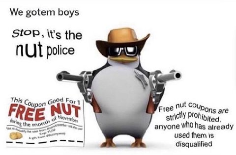 We gotem boys StOP, it’s the NUT police Coy on nut Ons are Prohj bited, the Ting the mon anyone has already used them is disqualified