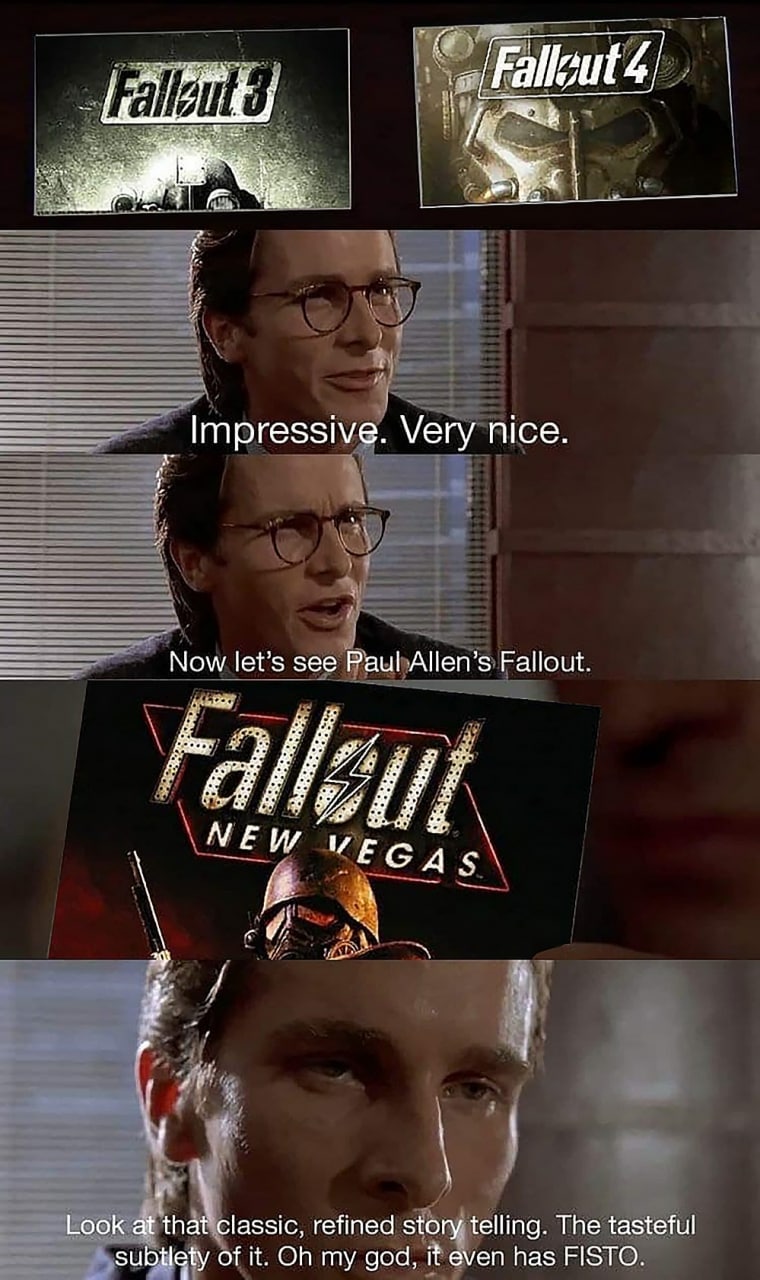 Impressive. Very nice. Now let’s see Paul Allen’s Fallout. Look at that classic, refined story telling. The tasteful subtlety of it. my god, it even has FISTO.