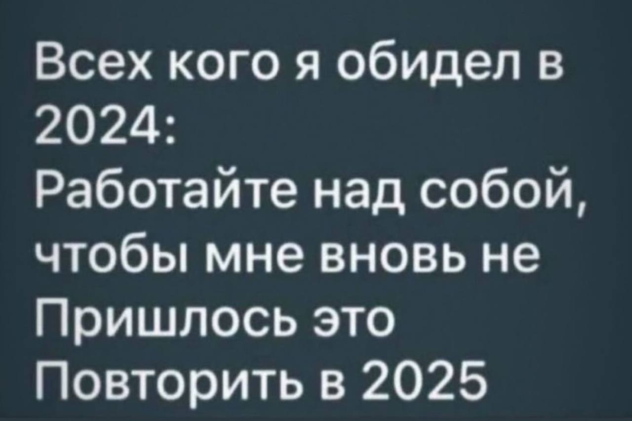 Всех кого я обидел в 2024: Работайте над собой, чтобы мне вновь не Пришлось это Повторить в 2025