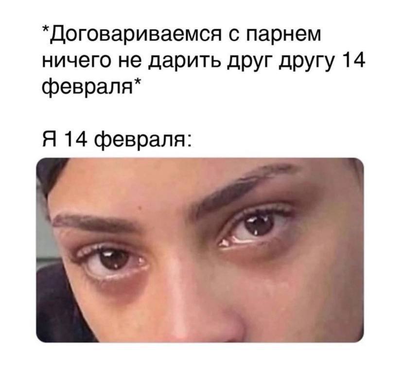 *Договариваемся с парнем ничего не дарить друг другу 14 февраля* Я 14 февраля:
