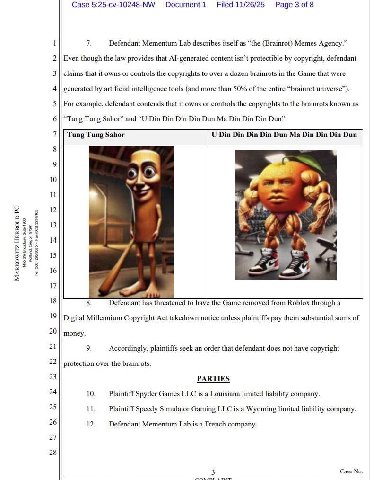 It's 2026 bro, fuck it.

It's time to go to court and sue people over TUNG TUNG SAHOR and U DIN DIN DIN DIN DUN MA DIN DIN DIN DUN, intellectual property of AI slop brainrot, and Roblox mini-games.