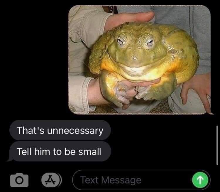That's unnecessary Tell him to be small