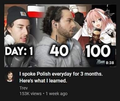 Fei DAY: 1 100 8:38 spoke Polish everyday Гог 3 months what learned