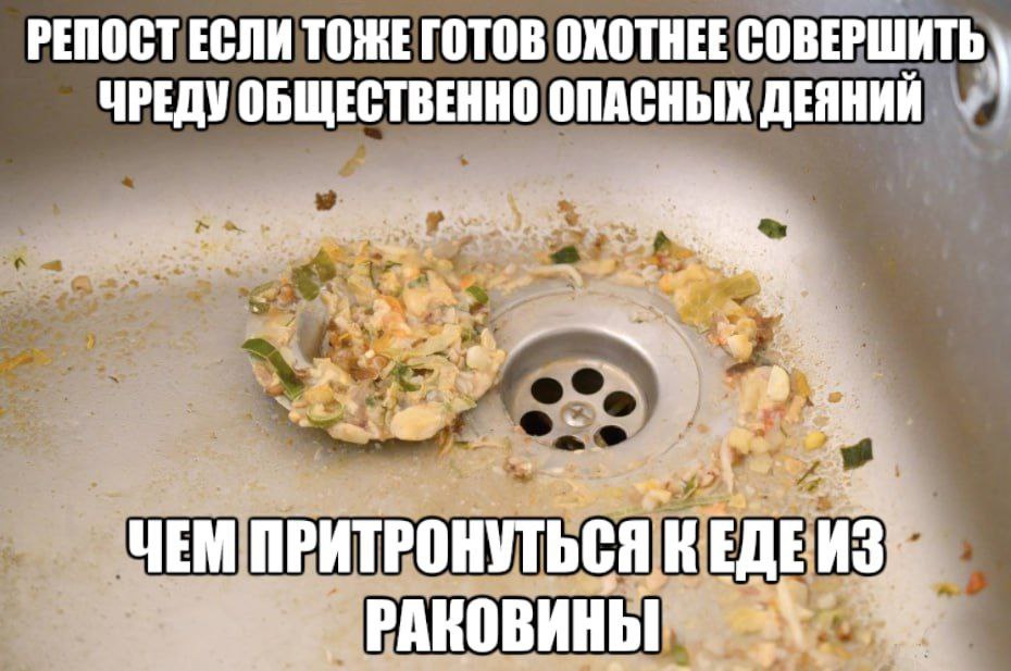 РЕПОСТЕСЛИ ТОЖЕ ГОТОВ ОХОТНЕЕ СОВЕРШИТЬ ЧРЕДУ ОБЩЕСТВЕННО ОПАСНЫХ ДЕЯНИИ ЧЕМ ПРИТРОНУТЬСЯ К РАКОВИНЫ