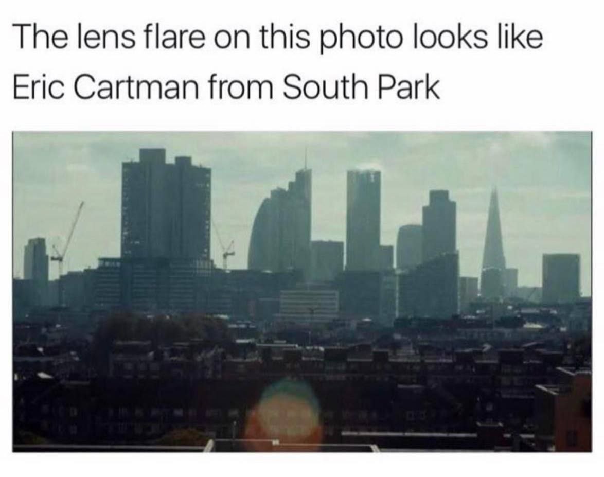 The lens flare on this photo looks like Eric Cartman from South Park