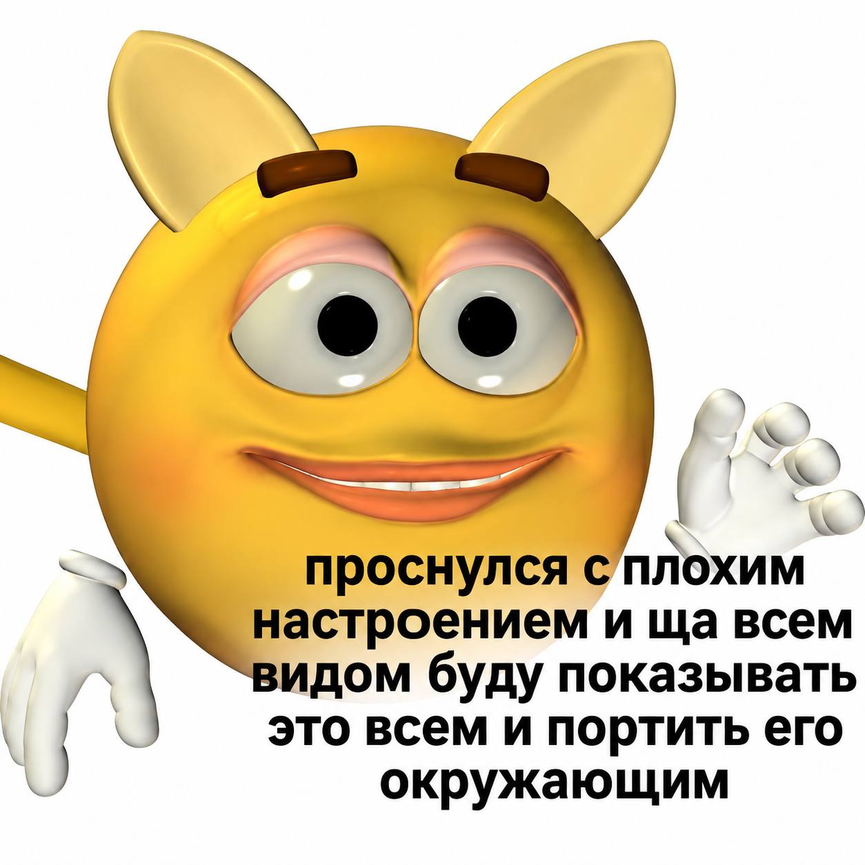 проснулся с плохим настроением и всем идом буду показывать это всем и портить его окружающим
