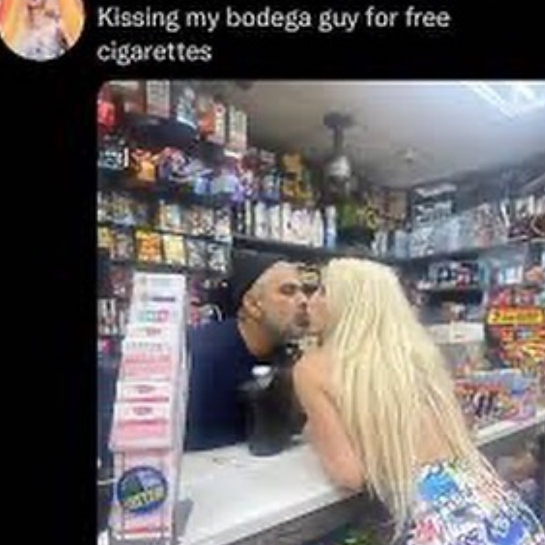 Kissing my bodega guy for free cigarettes