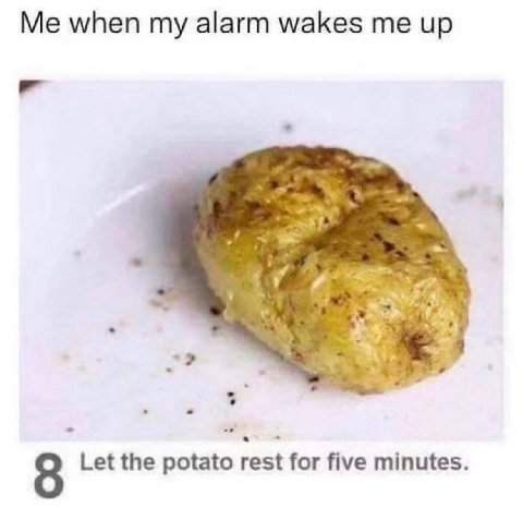 when my alarm wakes me up 8 Let the potato rest for five minutes